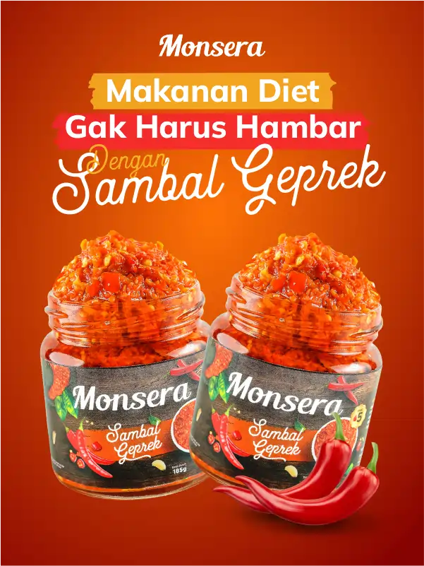 Makanan Diet Gak Harus Hambar dengan Sambal Geprek Monsera